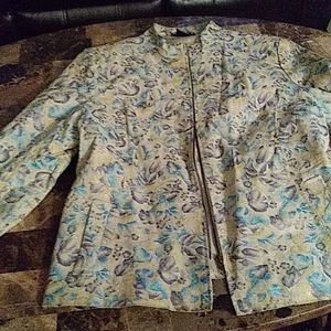Lightweight floral leather jacket gently used